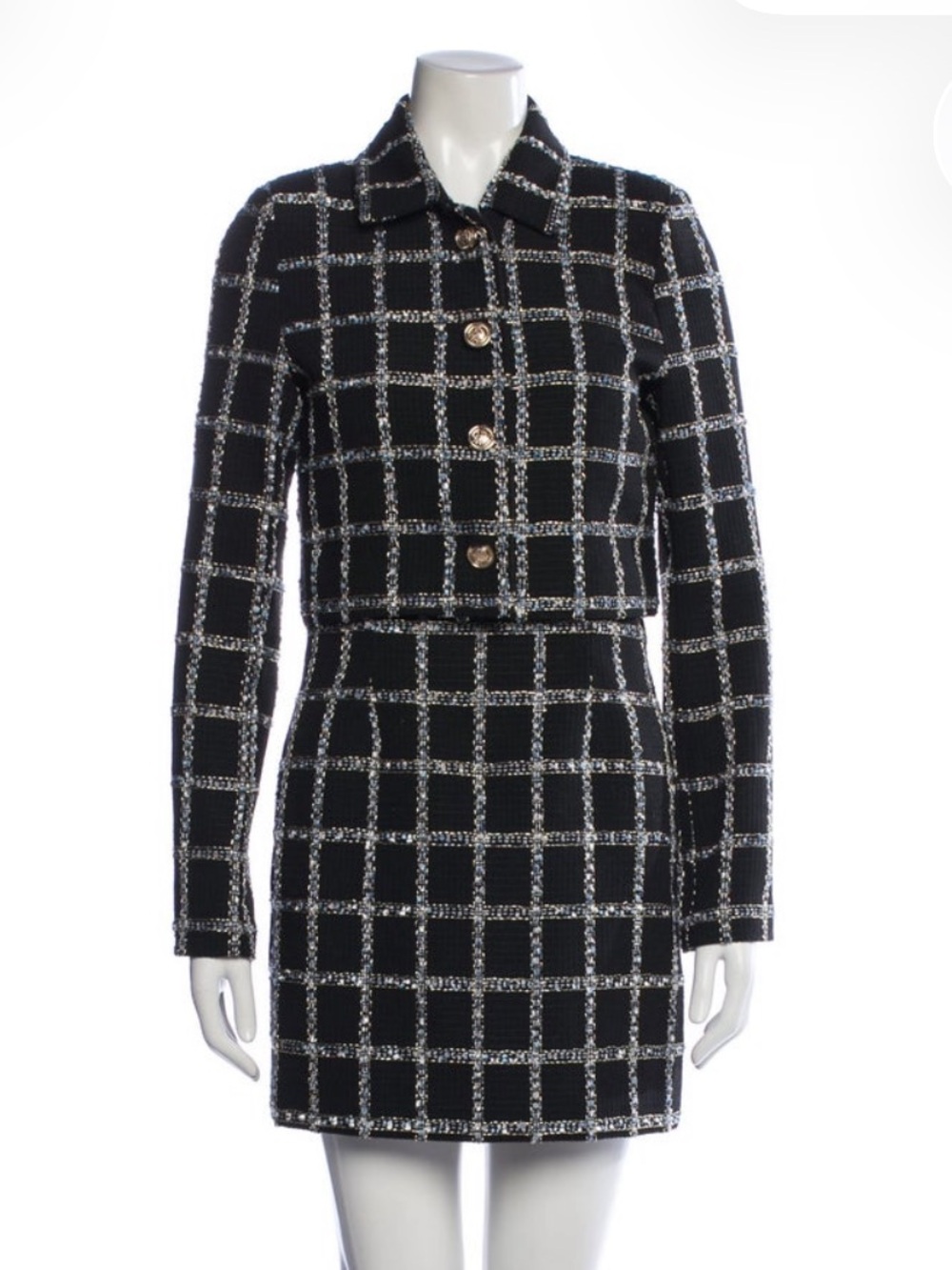 Jason Wu Black Mini Dress with Silver Grid